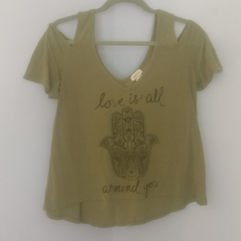 Cold shoulder graphic t-shirt